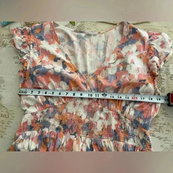 GAP Size XXL Contemporary Watercolor Print Flutter Sleeve Dress Dress - Picture 6 of 8